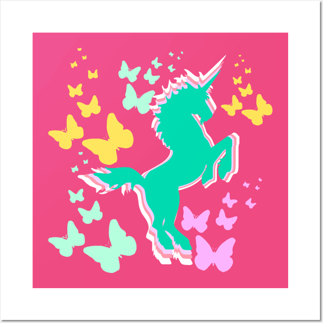 Unicorn and Butterflies Wall Art by TheDaintyTaurus